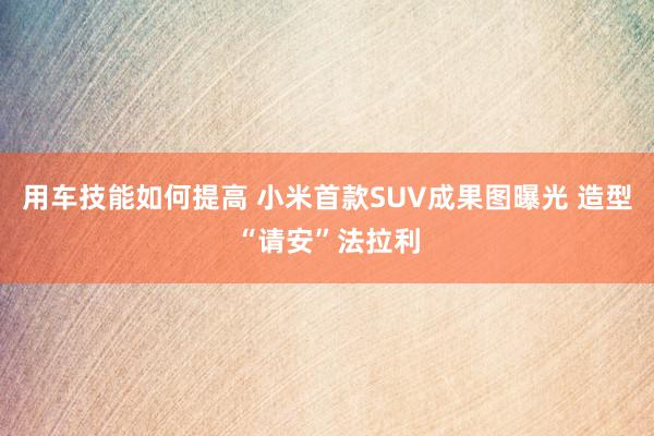 用车技能如何提高 小米首款SUV成果图曝光 造型“请安”法拉利