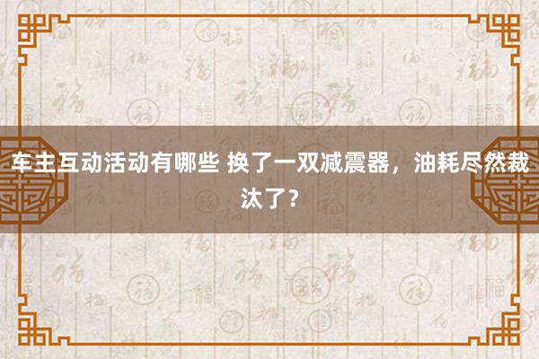 车主互动活动有哪些 换了一双减震器，油耗尽然裁汰了？