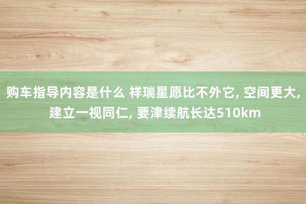 购车指导内容是什么 祥瑞星愿比不外它, 空间更大, 建立一视同仁, 要津续航长达510km