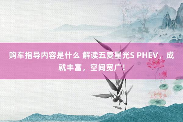 购车指导内容是什么 解读五菱星光S PHEV，成就丰富，空间宽广！