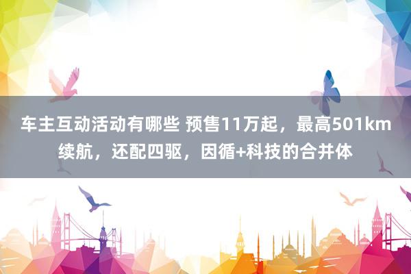 车主互动活动有哪些 预售11万起，最高501km续航，还配四驱，因循+科技的合并体