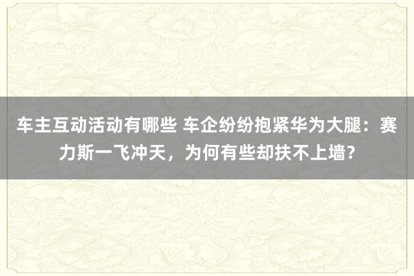 车主互动活动有哪些 车企纷纷抱紧华为大腿：赛力斯一飞冲天，为何有些却扶不上墙？