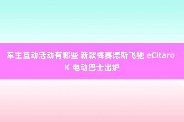 车主互动活动有哪些 新款梅赛德斯飞驰 eCitaro K 电动巴士出炉