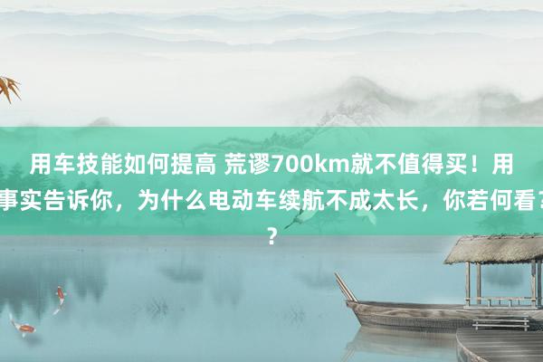 用车技能如何提高 荒谬700km就不值得买！用事实告诉你，为什么电动车续航不成太长，你若何看？