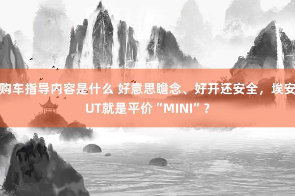 购车指导内容是什么 好意思瞻念、好开还安全，埃安UT就是平价“MINI”？