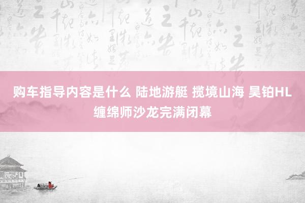 购车指导内容是什么 陆地游艇 揽境山海 昊铂HL缠绵师沙龙完满闭幕