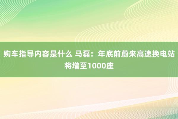 购车指导内容是什么 马磊：年底前蔚来高速换电站将增至1000座