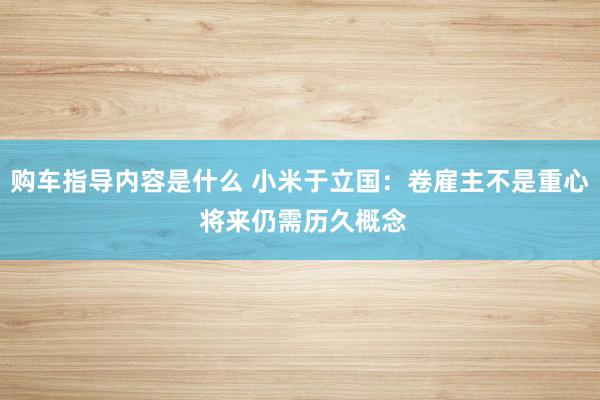 购车指导内容是什么 小米于立国：卷雇主不是重心 将来仍需历久概念