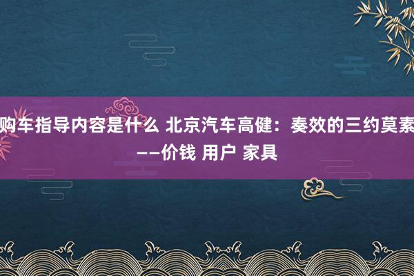 购车指导内容是什么 北京汽车高健：奏效的三约莫素——价钱 用户 家具