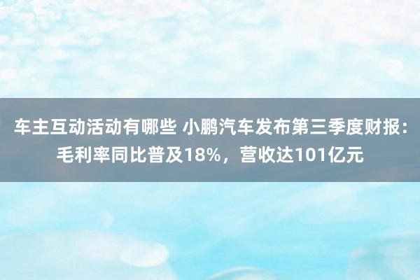 车主互动活动有哪些 小鹏汽车发布第三季度财报：毛利率同比普及18%，营收达101亿元