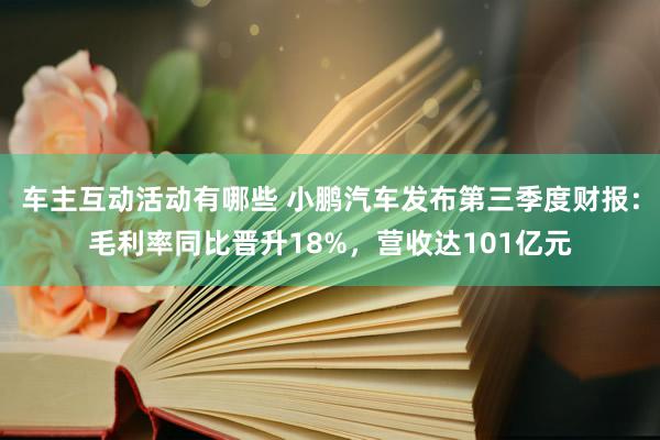 车主互动活动有哪些 小鹏汽车发布第三季度财报：毛利率同比晋升18%，营收达101亿元