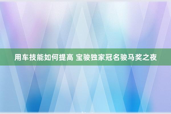 用车技能如何提高 宝骏独家冠名骏马奖之夜