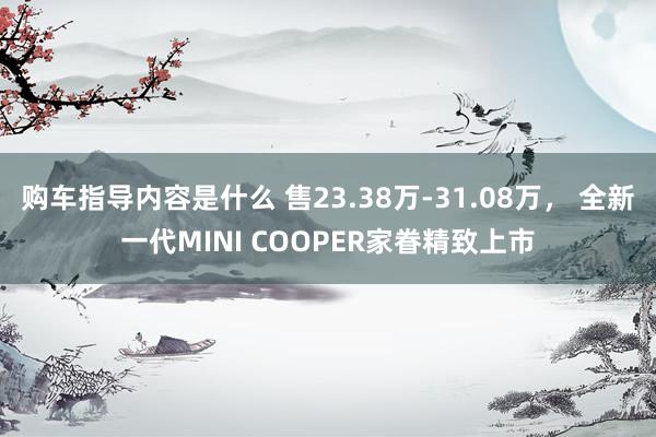 购车指导内容是什么 售23.38万-31.08万， 全新一代MINI COOPER家眷精致上市