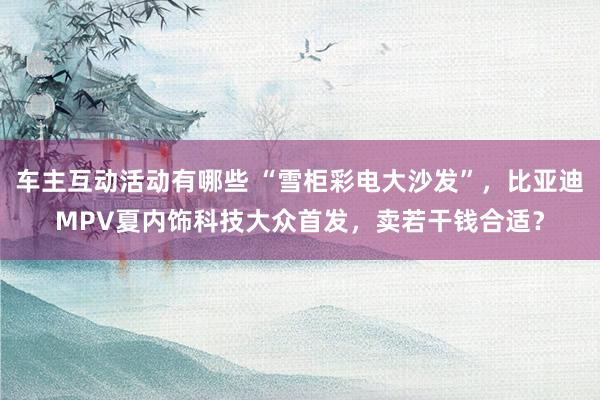 车主互动活动有哪些 “雪柜彩电大沙发”，比亚迪MPV夏内饰科技大众首发，卖若干钱合适？