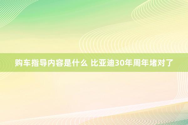 购车指导内容是什么 比亚迪30年周年堵对了