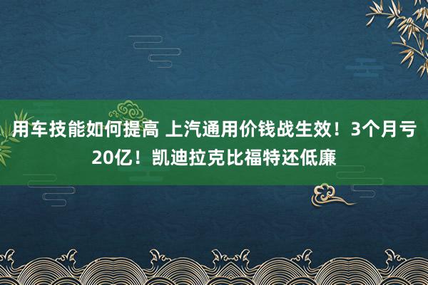 用车技能如何提高 上汽通用价钱战生效！3个月亏20亿！凯迪拉克比福特还低廉