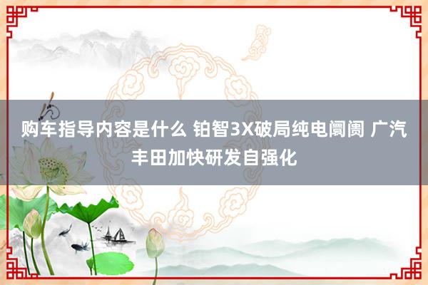 购车指导内容是什么 铂智3X破局纯电阛阓 广汽丰田加快研发自强化