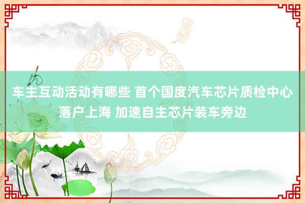 车主互动活动有哪些 首个国度汽车芯片质检中心落户上海 加速自主芯片装车旁边