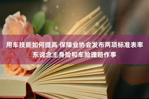 用车技能如何提高 保障业协会发布两项标准表率东说念主身险和车险理赔作事