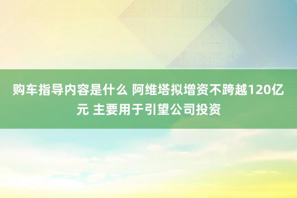 购车指导内容是什么 阿维塔拟增资不跨越120亿元 主要用于引望公司投资