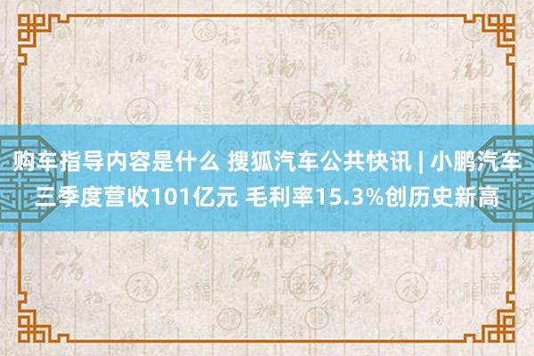 购车指导内容是什么 搜狐汽车公共快讯 | 小鹏汽车三季度营收101亿元 毛利率15.3%创历史新高