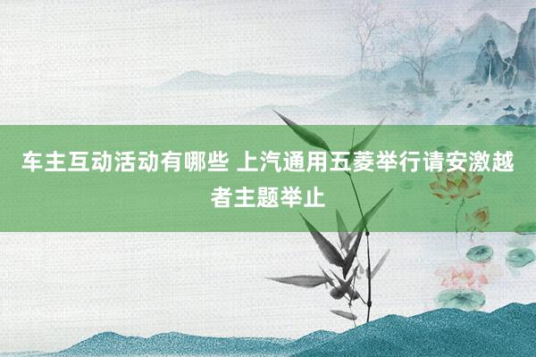 车主互动活动有哪些 上汽通用五菱举行请安激越者主题举止